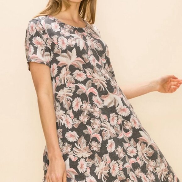 Women Floral Print Soft Mini Simple Dress - Picture 2 of 6